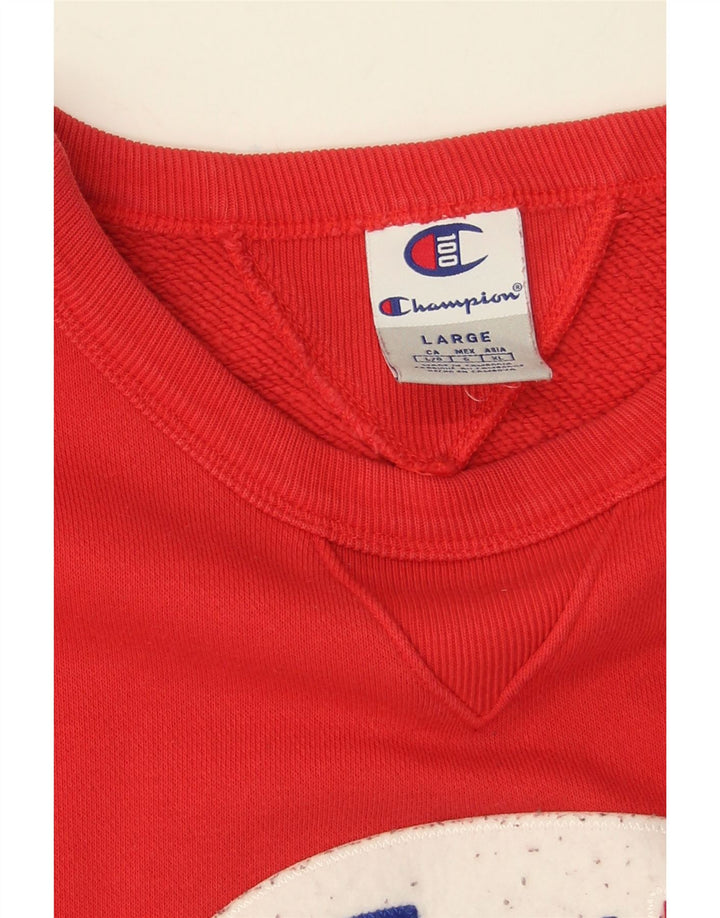Męski sweter z grafiką Champion, duży, czerwony, bawełniany