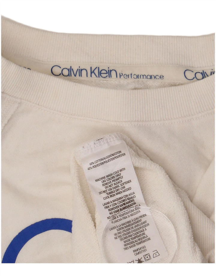 Damski sweter CALVIN KLEIN Performance Crop, UK 8, mały, biały