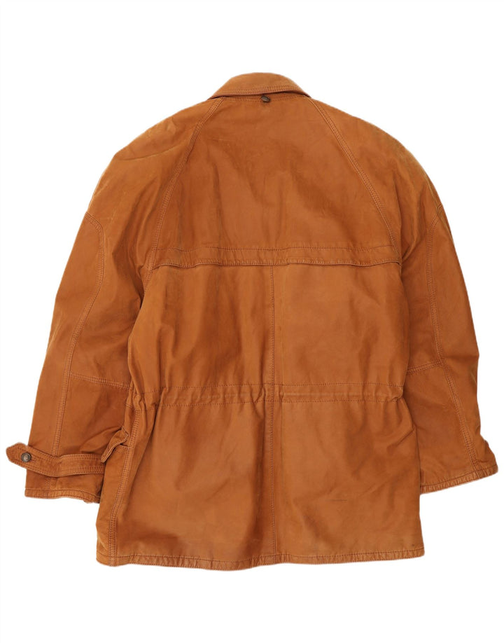 Vintage męska kurtka skórzana IT 54 2XL brązowa