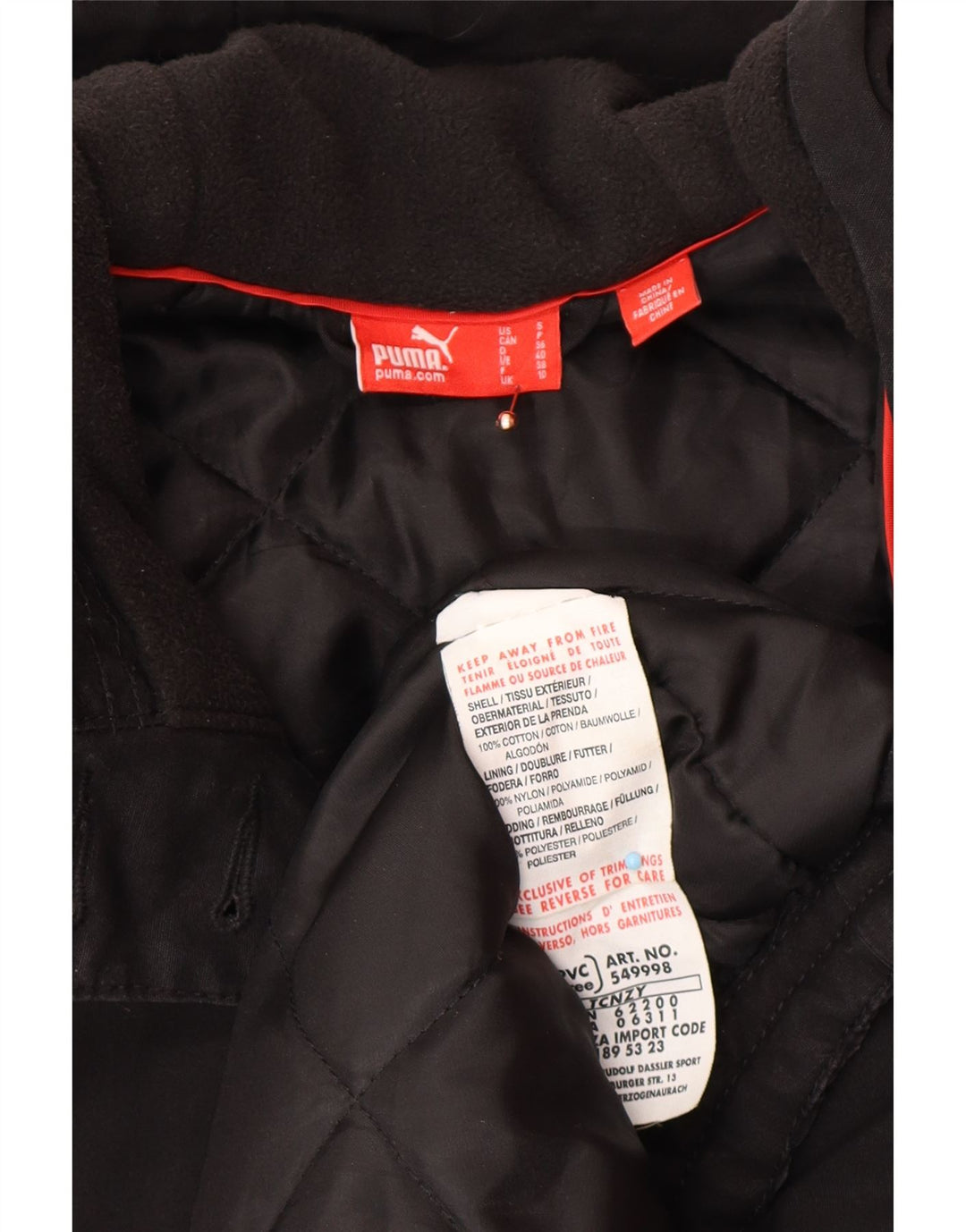 Damska kurtka parka oversize PUMA z kapturem UK 10, mała, czarna, bawełniana