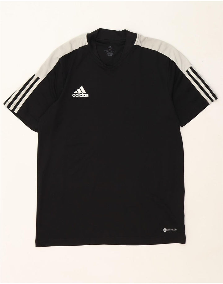 Męska koszulka Adidas Aeroready Top, średni czarny poliester z blokami kolorów