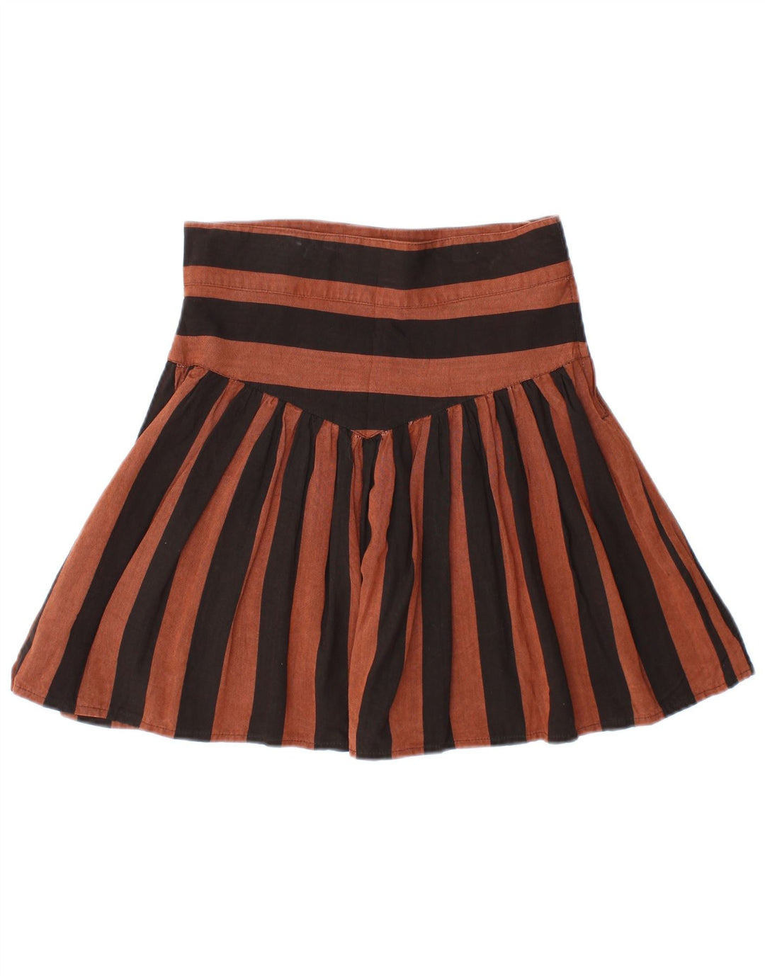 VINTAGE Damska mini plisowana spódnica IT 44 Medium W28 Brązowa wiskoza w paski