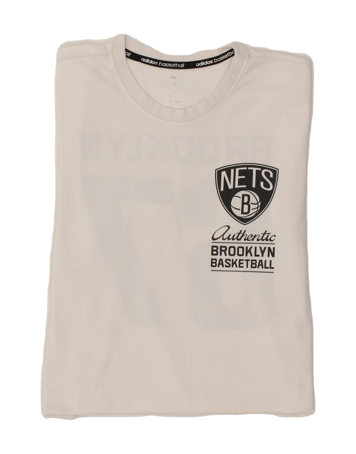 ADIDAS Mens Brooklyn Graphic T-Shirt Top Small White Vintage Adidas and Second-Hand Adidas from Messina Hembry 