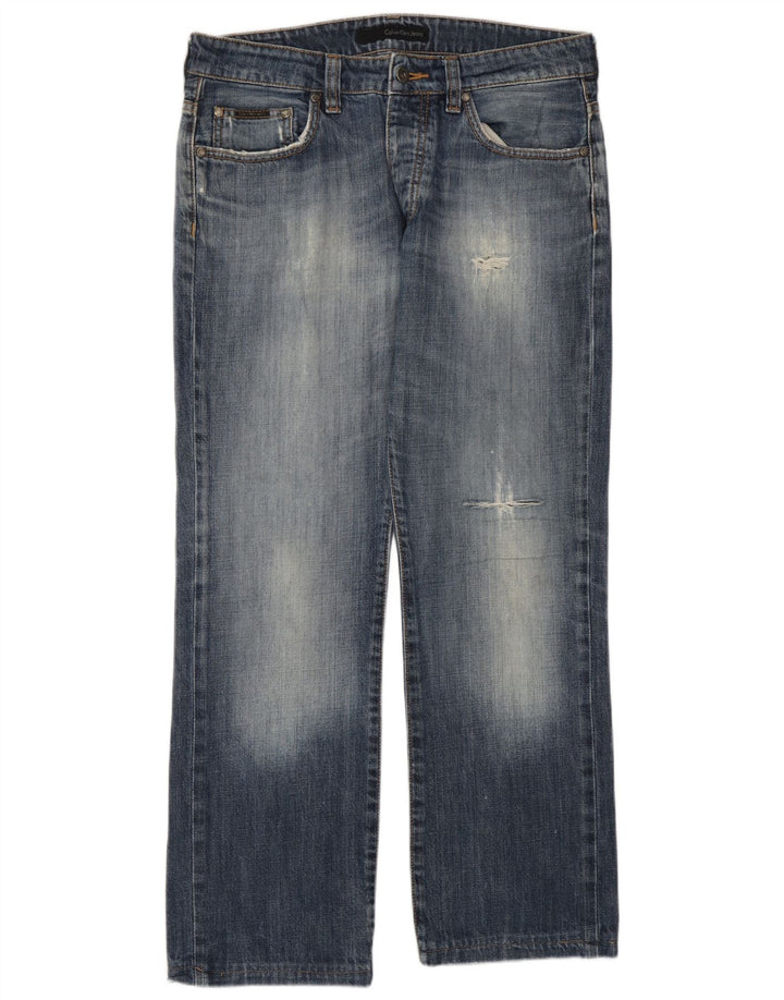 Męskie jeansy Calvin Klein w trudnej sytuacji W34 L28 Niebieskie