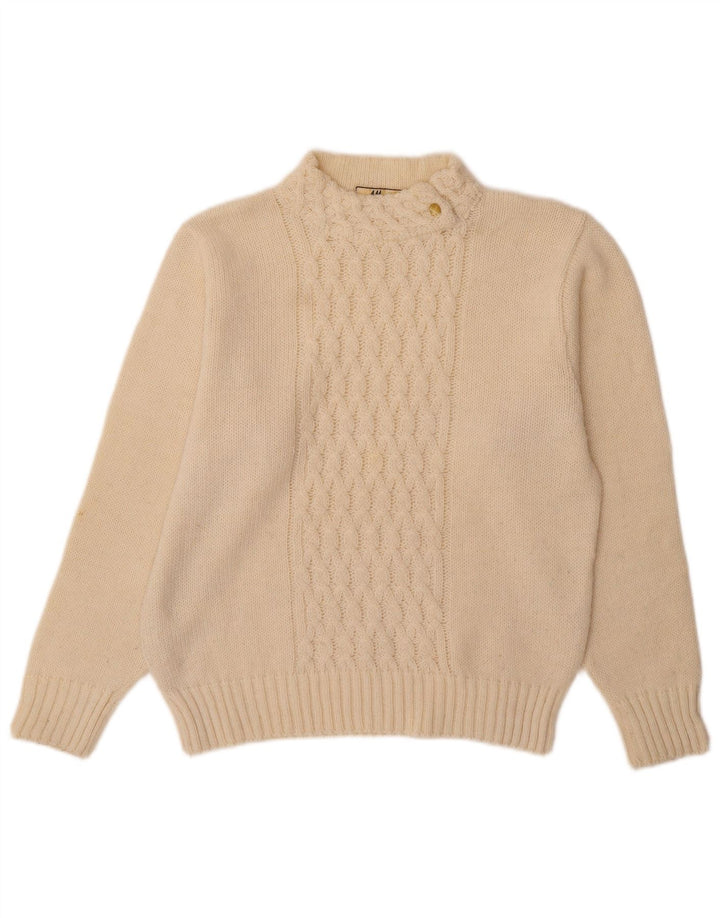 Sweter damski VINTAGE z golfem UK 16, duży w kolorze złamanej bieli