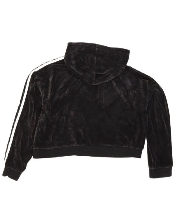 Damska bluza z kapturem Adidas Crop Velvet Oversize UK 10, mała, czarna bawełna