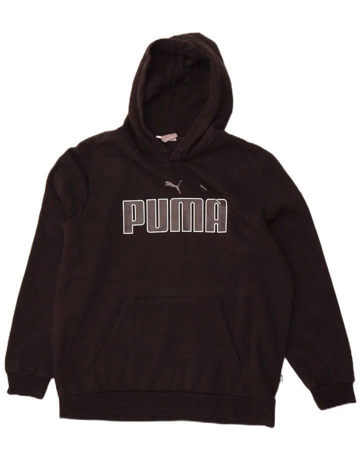 Męski sweter z kapturem i grafiką PUMA, duży, czarny, bawełniany