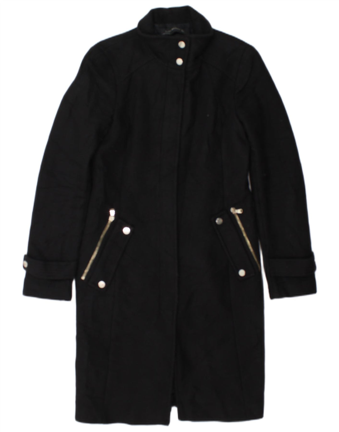 Płaszcz damski Zara UK 10 Small, czarny, wełniany