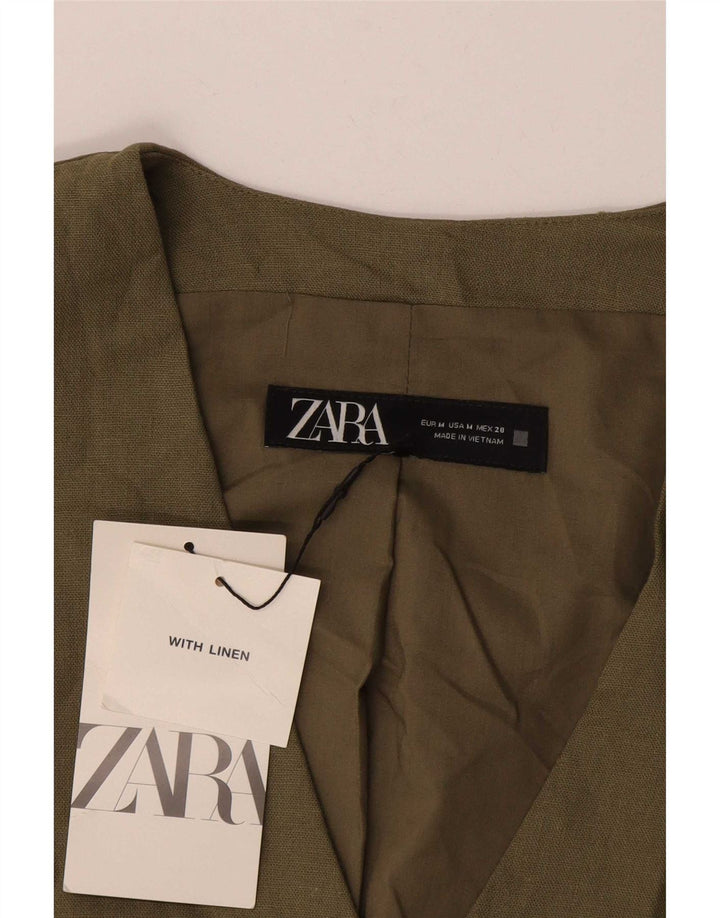 Damska kamizelka Zara UK 14, średnia, lniana khaki