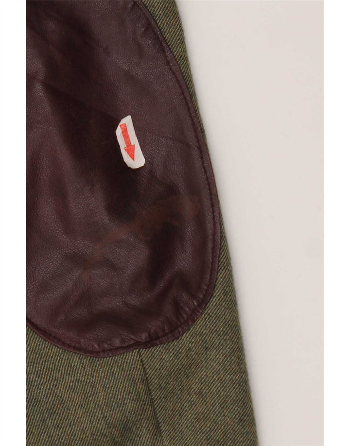 Męska marynarka zapinana na 3 guziki w stylu vintage, UK 38, średni kolor khaki