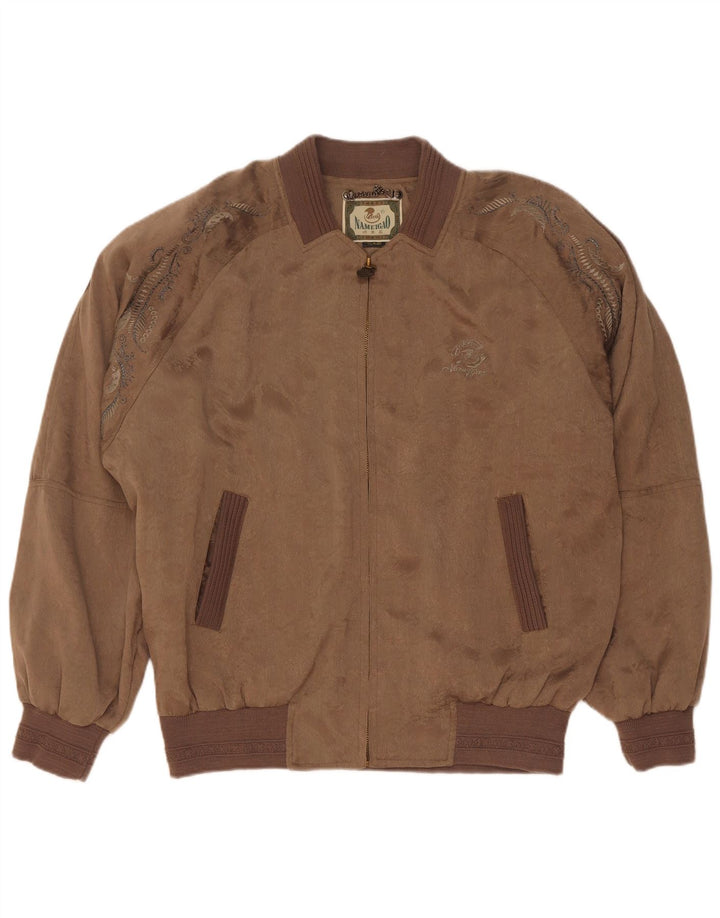 Męska kurtka bomberka Vintage UK 42 XL, brązowa paisley