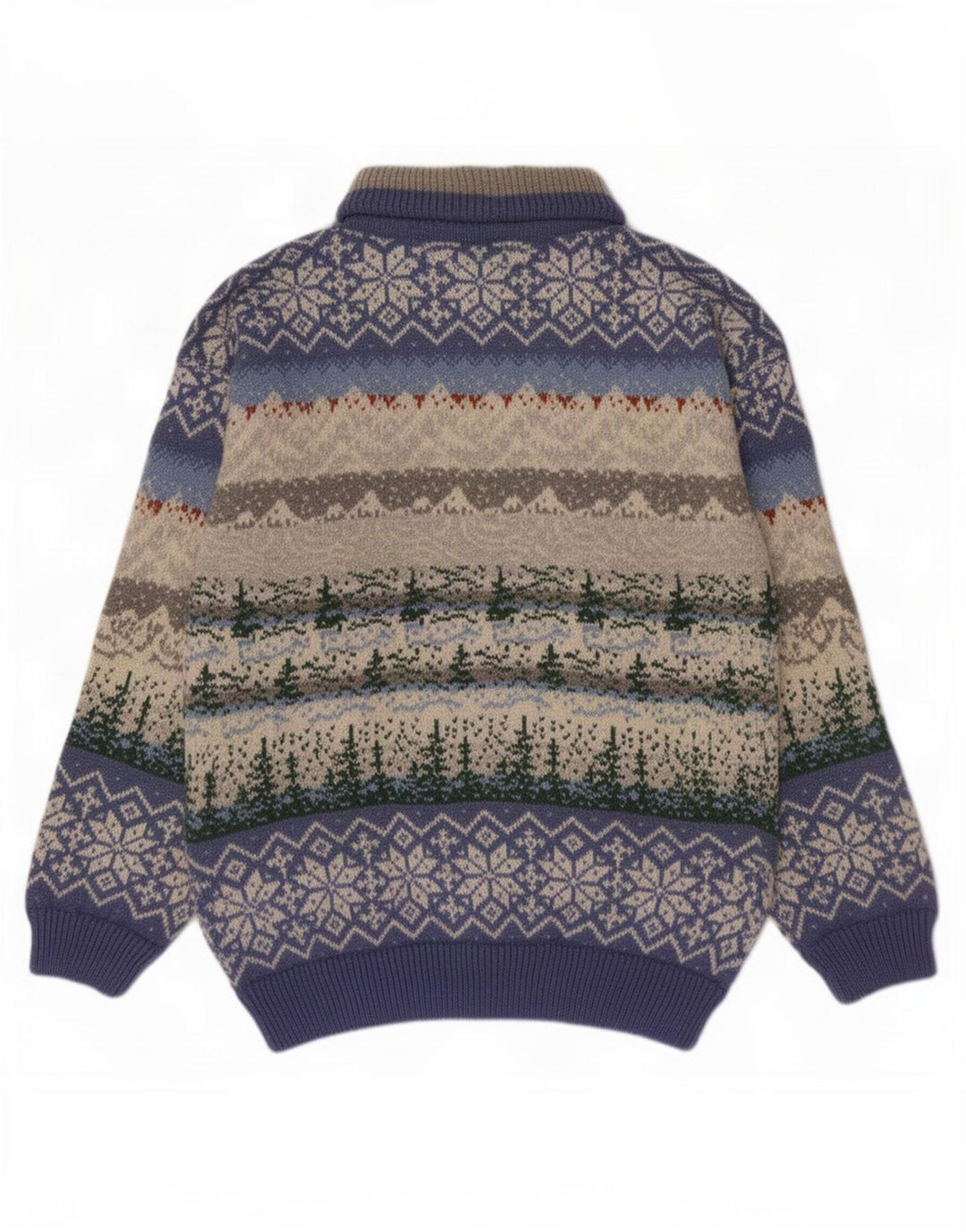 Vintage męski sweter z zamkiem błyskawicznym, średni, wielokolorowy Fair Isle