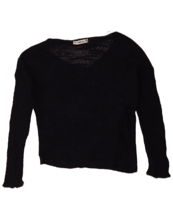 Damski sweter oversize z dekoltem w łódkę Zara UK 10, mały, granatowy