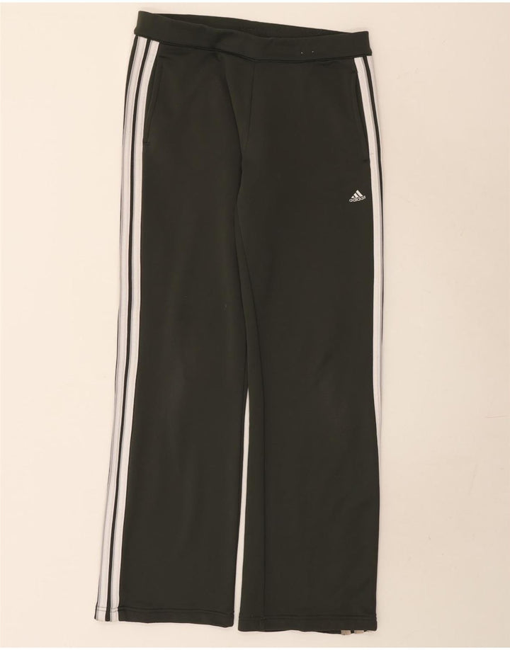 Damskie spodnie dresowe Adidas z szerokimi nogawkami UK 12, średni zielony poliester