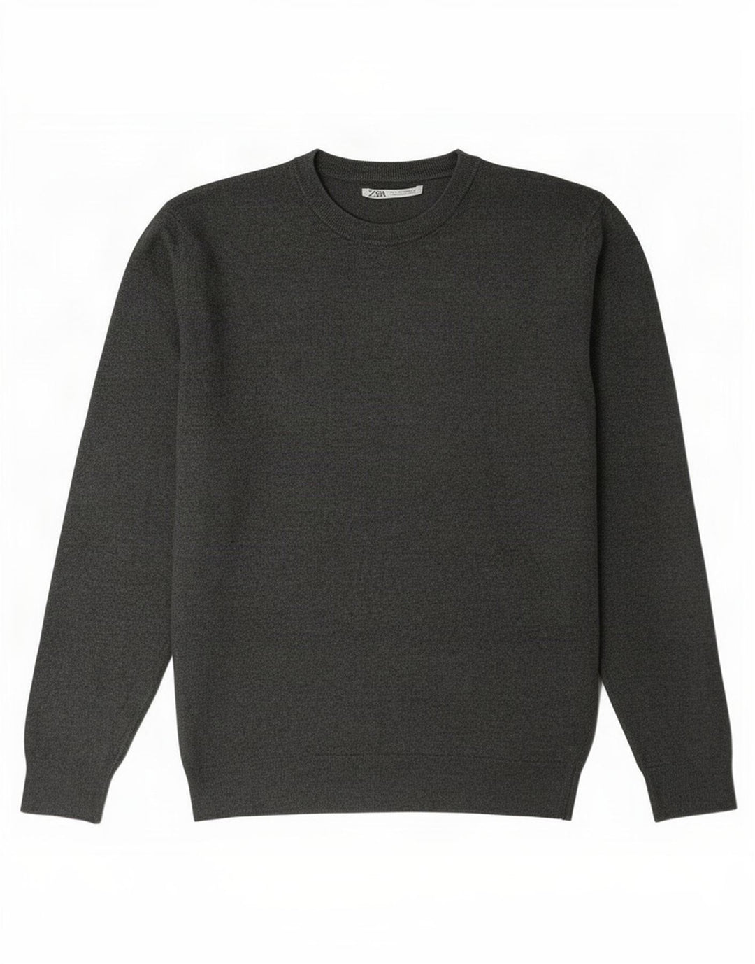 Męski sweter z okrągłym dekoltem Zara, średnio szary