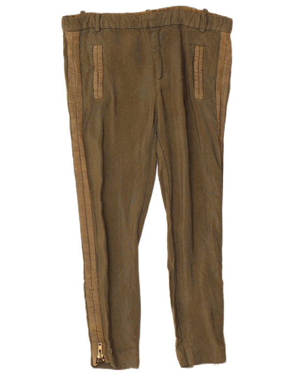 Spodnie damskie Zara Crop Slim Chino XS W24 L25 Khaki Wiskoza