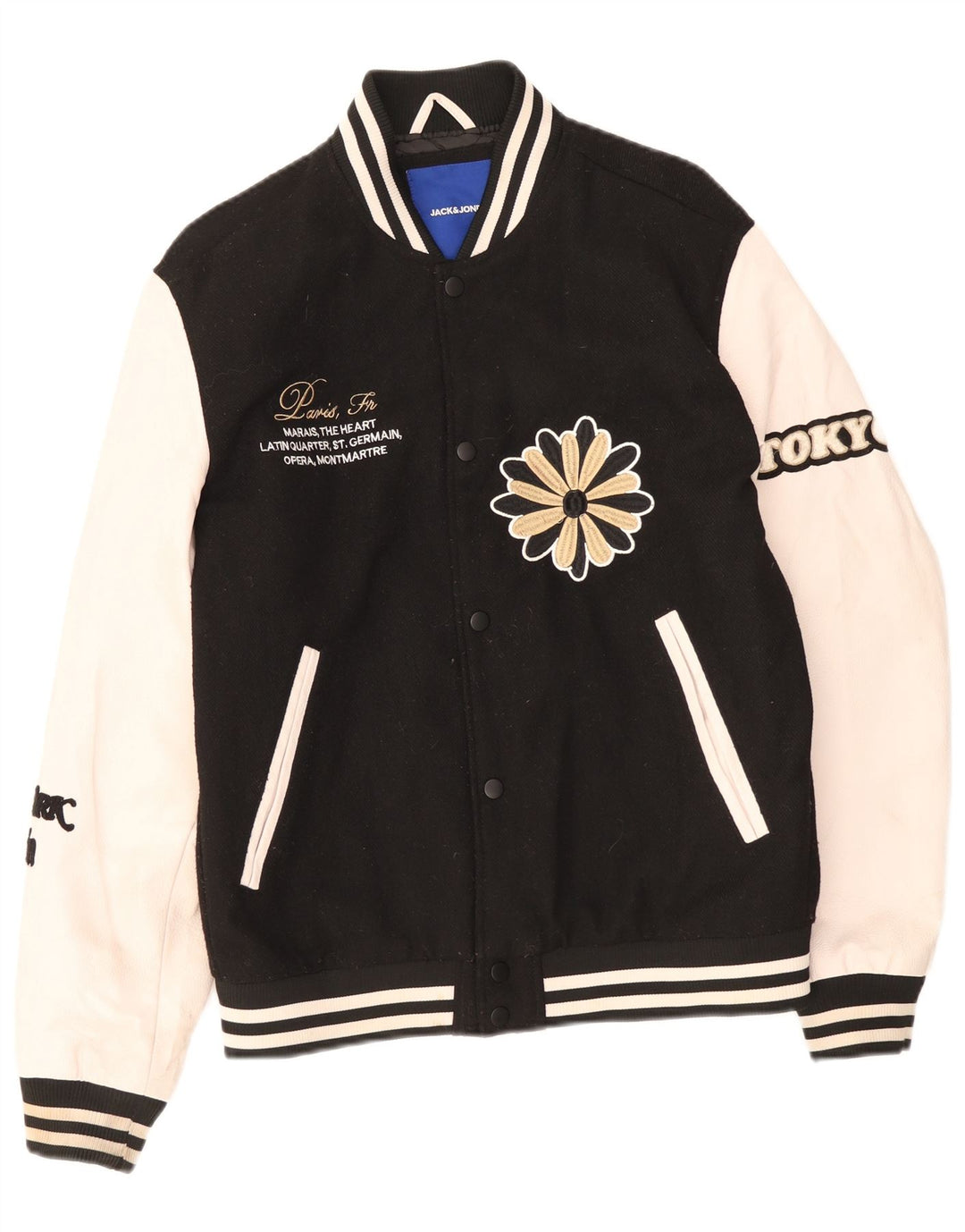 Męska kurtka graficzna Jack & Jones Varsity UK 38 w kolorze średniej czerni