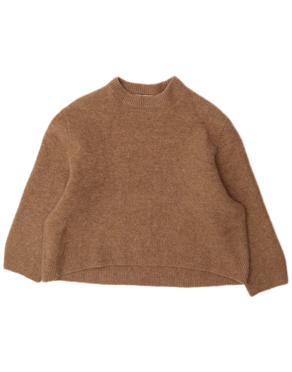 Damski sweter Zara z rękawami 3/4, oversize i okrągłym dekoltem UK 10 Small Brown