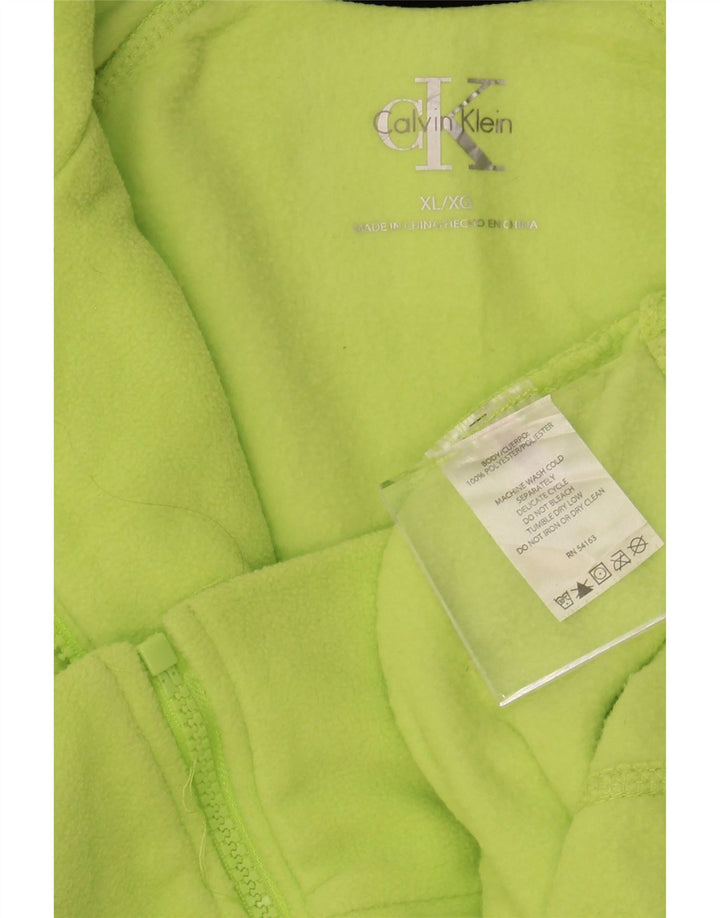CALVIN KLEIN Womens Graphic Fleece Jacket UK 18 XL Green Polyester