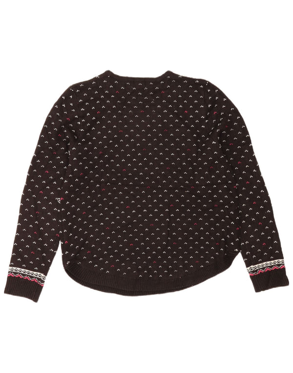 Marks & Spencer Damski sweter z dekoltem w łódkę UK 10 Small Black Fair Isle