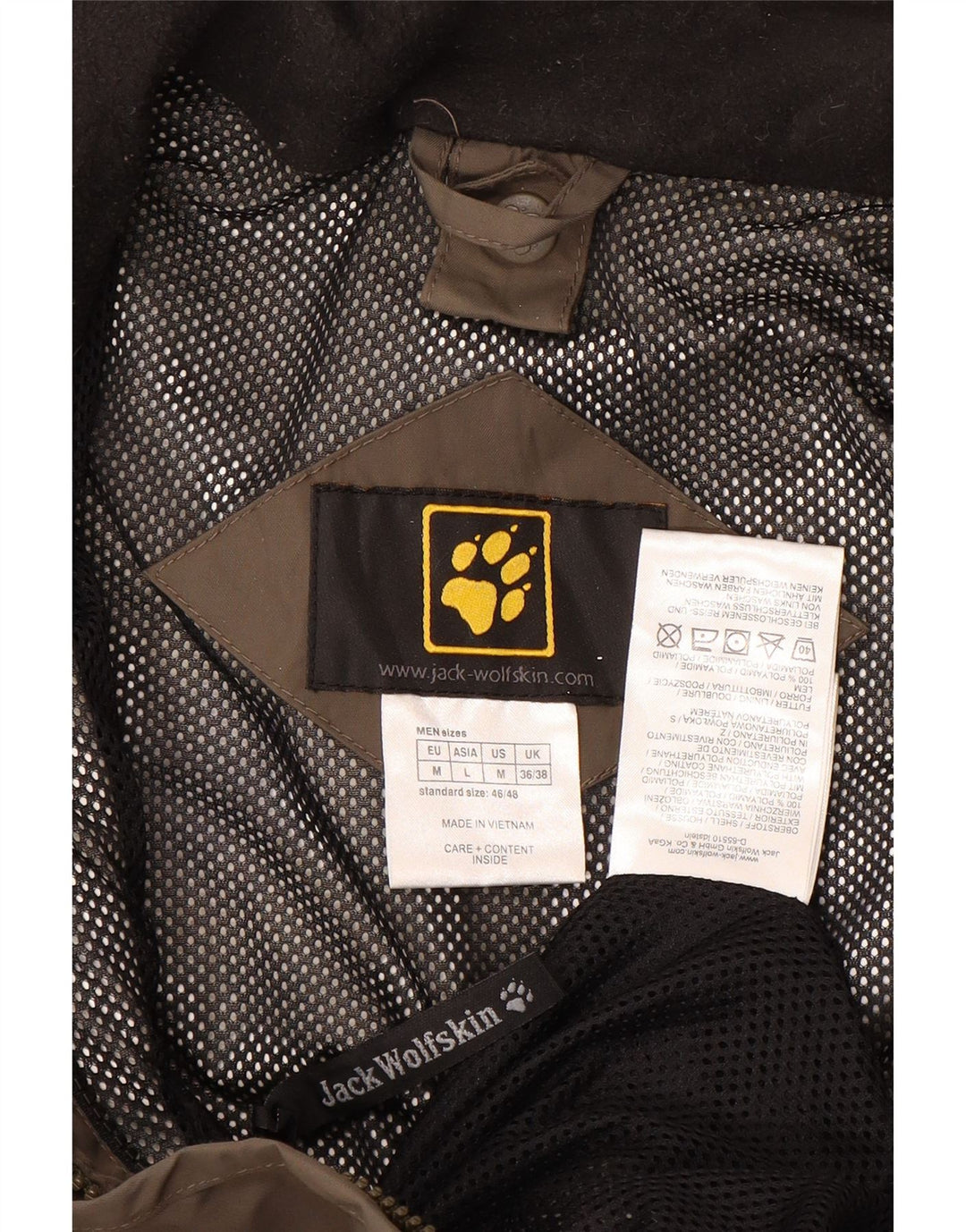 Męska kurtka przeciwdeszczowa JACK WOLFSKIN UK 36/38 Średni brązowy poliamid z blokami kolorów