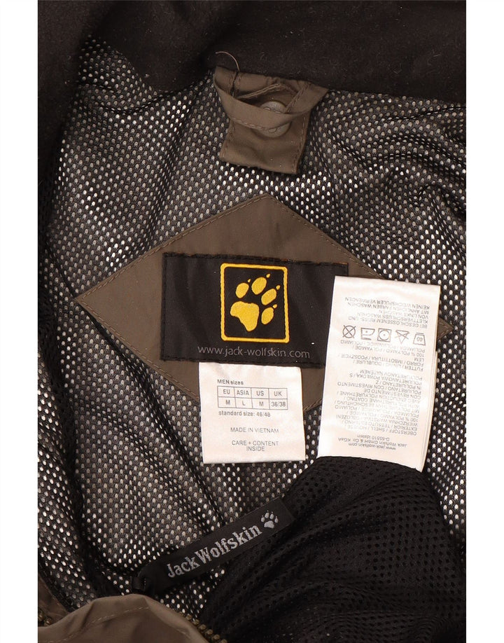 Męska kurtka przeciwdeszczowa JACK WOLFSKIN UK 36/38 Średni brązowy poliamid z blokami kolorów