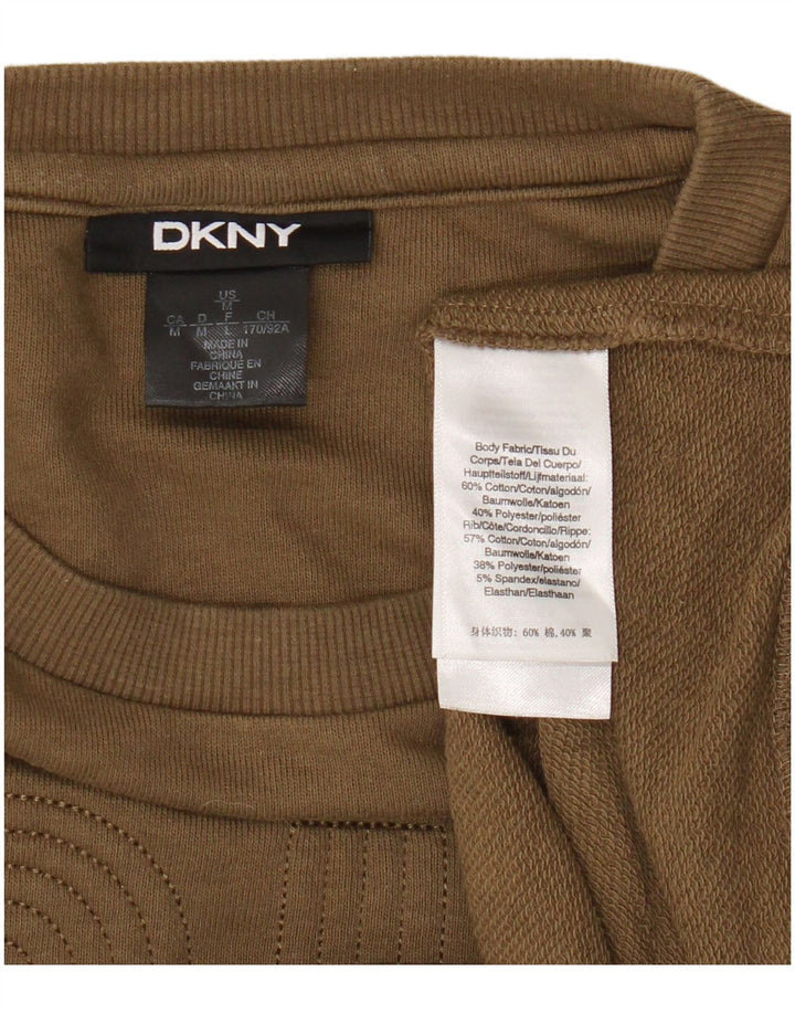 Damska bluza z grafiką Dkny, UK 14, średnia bawełna khaki
