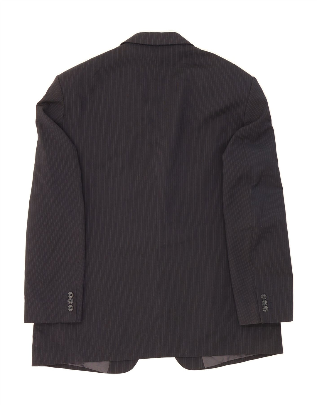 MARKS & SPENCER Mens Blazer Jacket UK 38 Medium Navy Blue Pinstripe Vintage Marks & Spencer and Second-Hand Marks & Spencer from Messina Hembry 