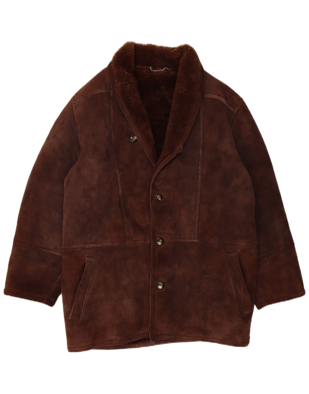 Vintage męska kurtka shearling IT 52 XL brązowa