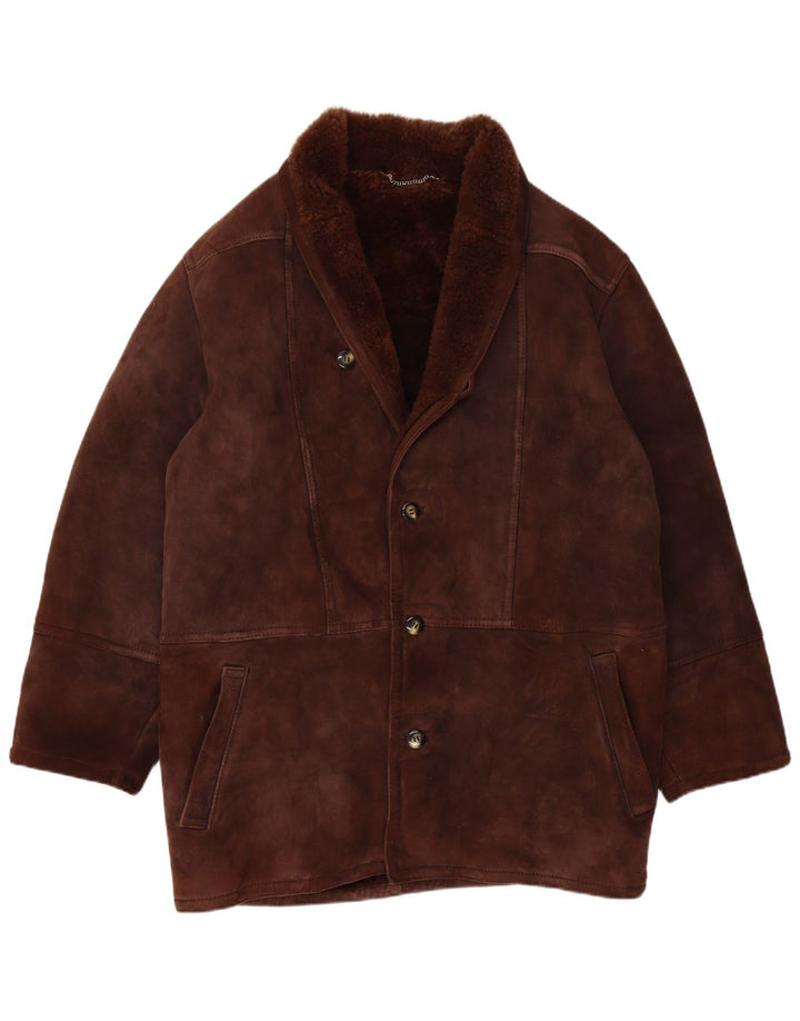 Vintage męska kurtka shearling IT 52 XL brązowa