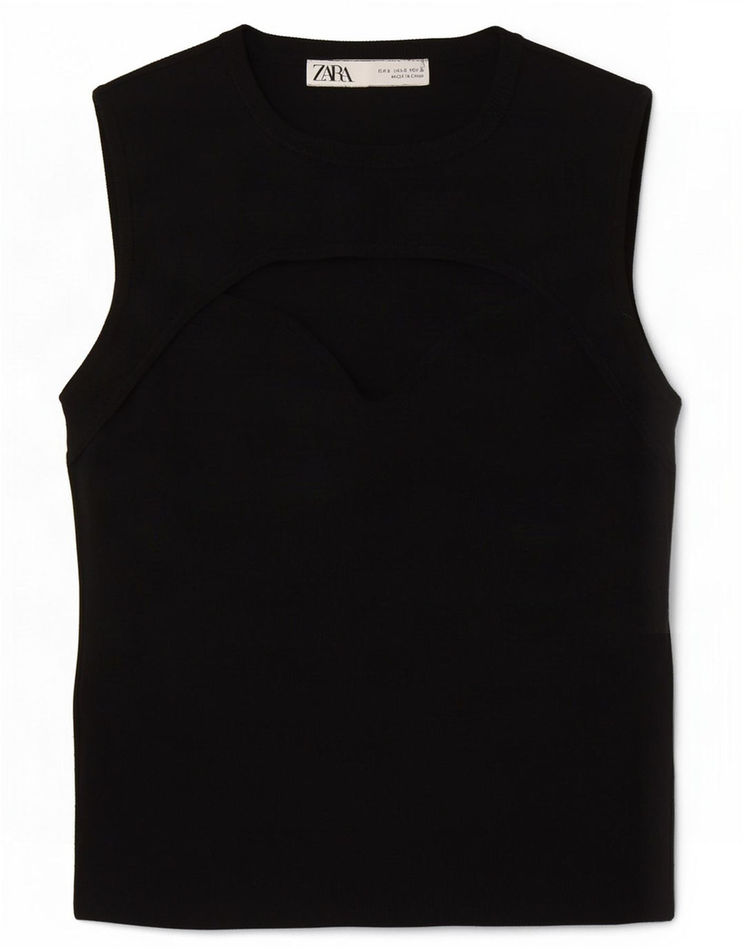 Damski krótki top Zara UK 8, mały, czarny poliester