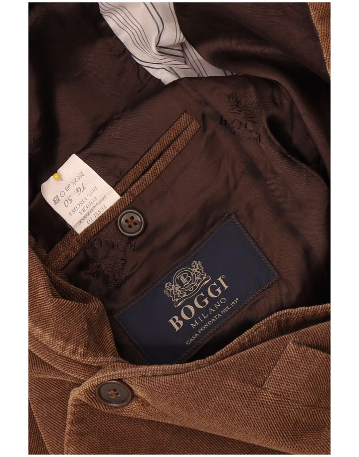 Boggi Męska marynarka zapinana na 3 guziki IT 50, duża, brązowa, bawełniana