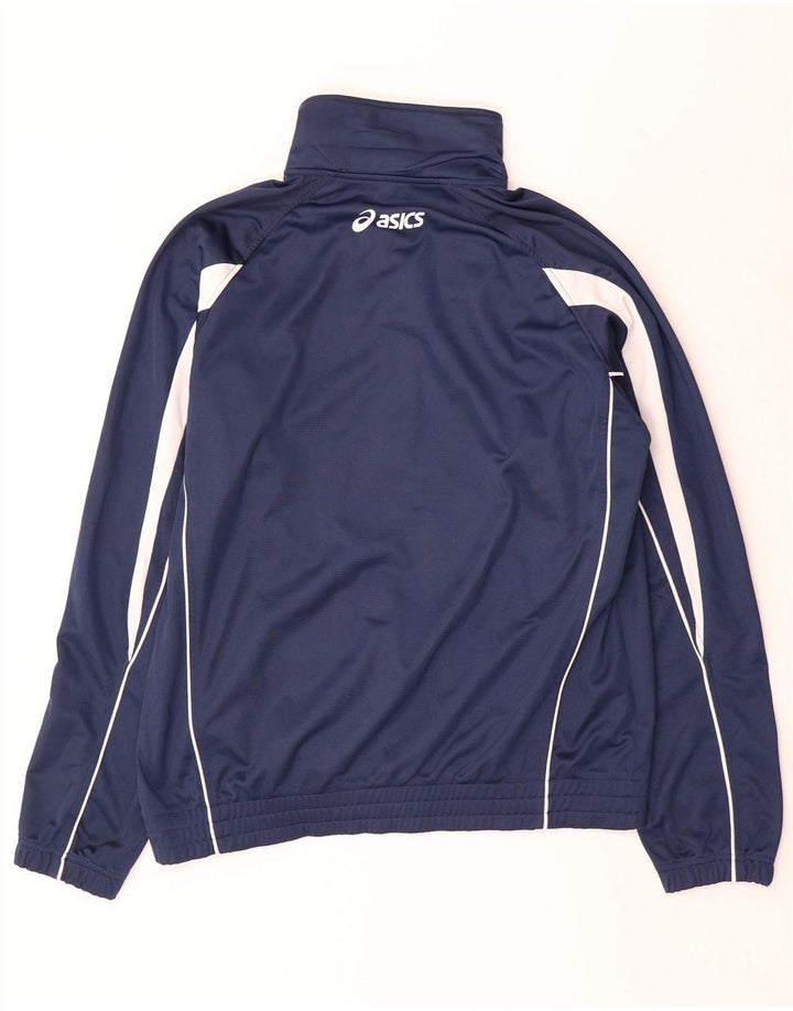 Męska bluza dresowa Asics, duża, granatowa, poliestrowa z blokami kolorów