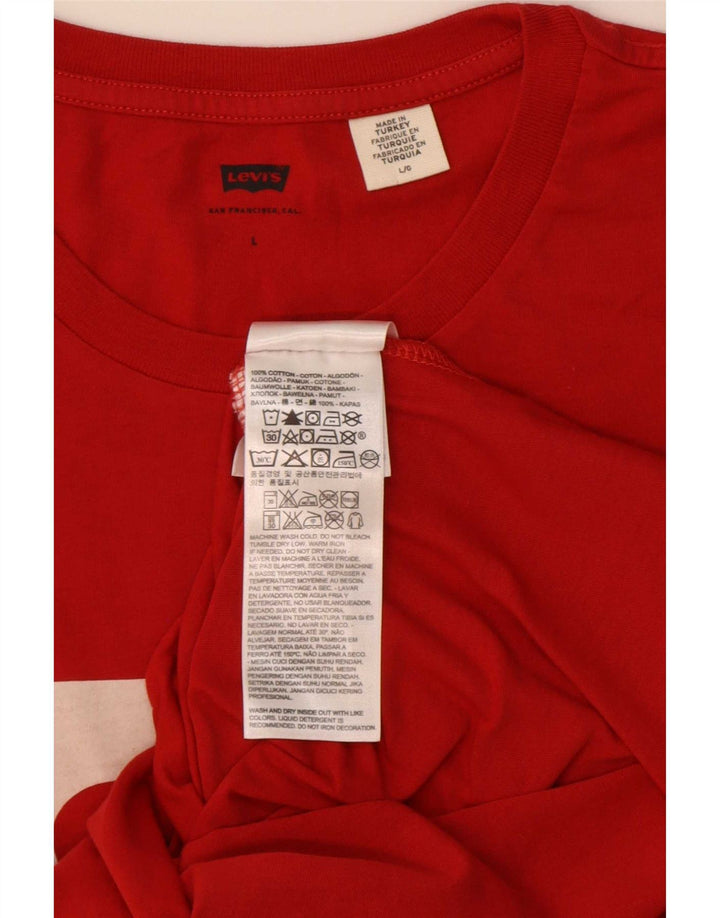 Męski T-shirt z grafiką Levi's, duży, czerwony, bawełniany
