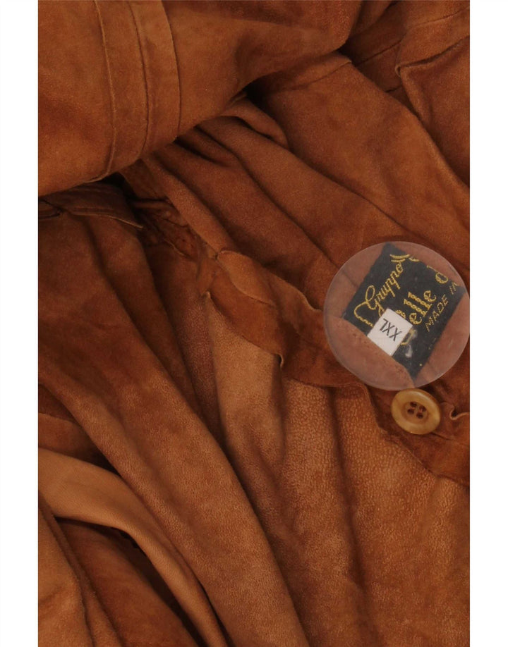 Zamszowa koszula męska w stylu vintage 2XL, brązowa skóra
