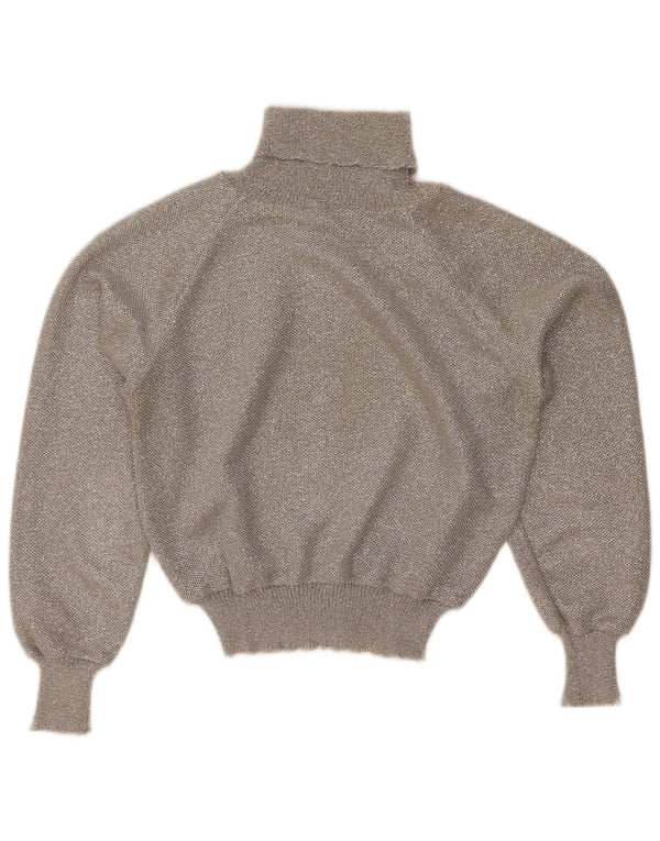 Sweter damski w stylu vintage z okrągłym dekoltem UK 12, średni szary