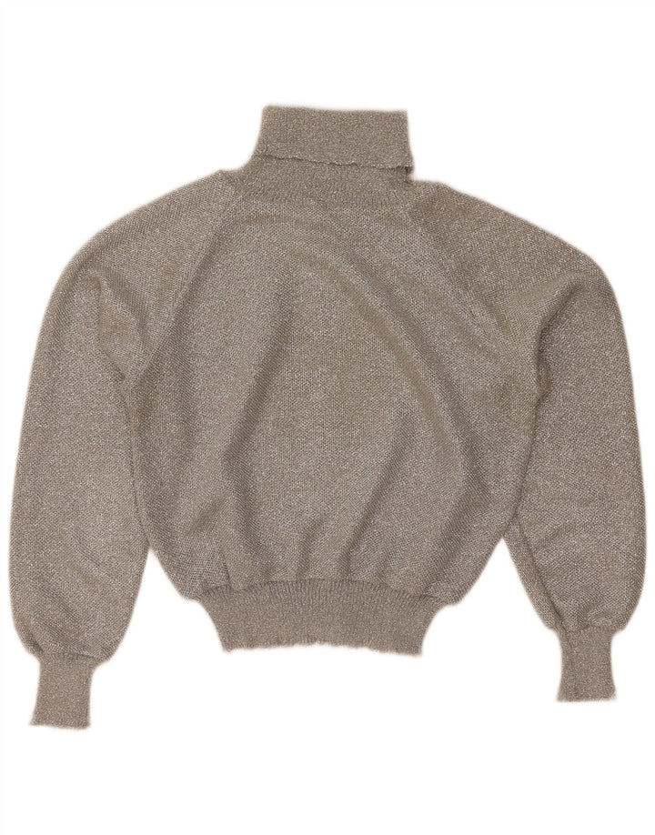 Sweter damski w stylu vintage z okrągłym dekoltem UK 12, średni szary
