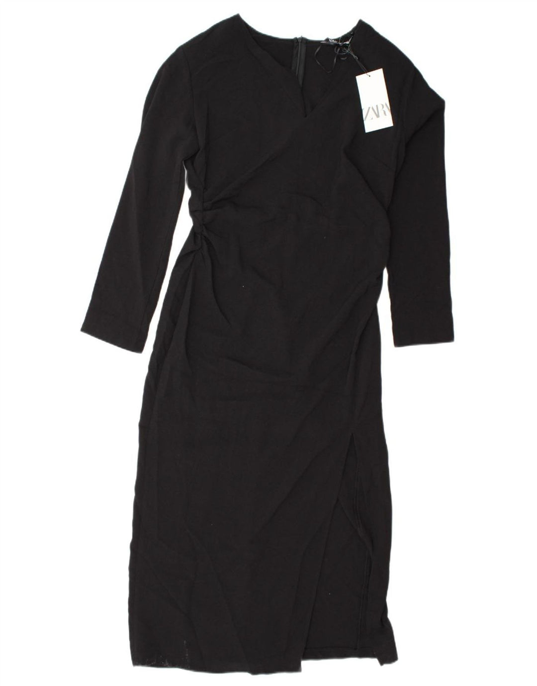 ZARA Womens Long Sleeve Maxi Dress UK 18 XL Black Polyester