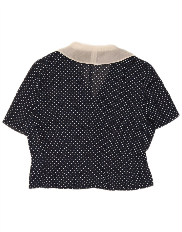 Vintage damski komplet dwuczęściowych spódnic IT 44 Medium W28 granatowy w cętki