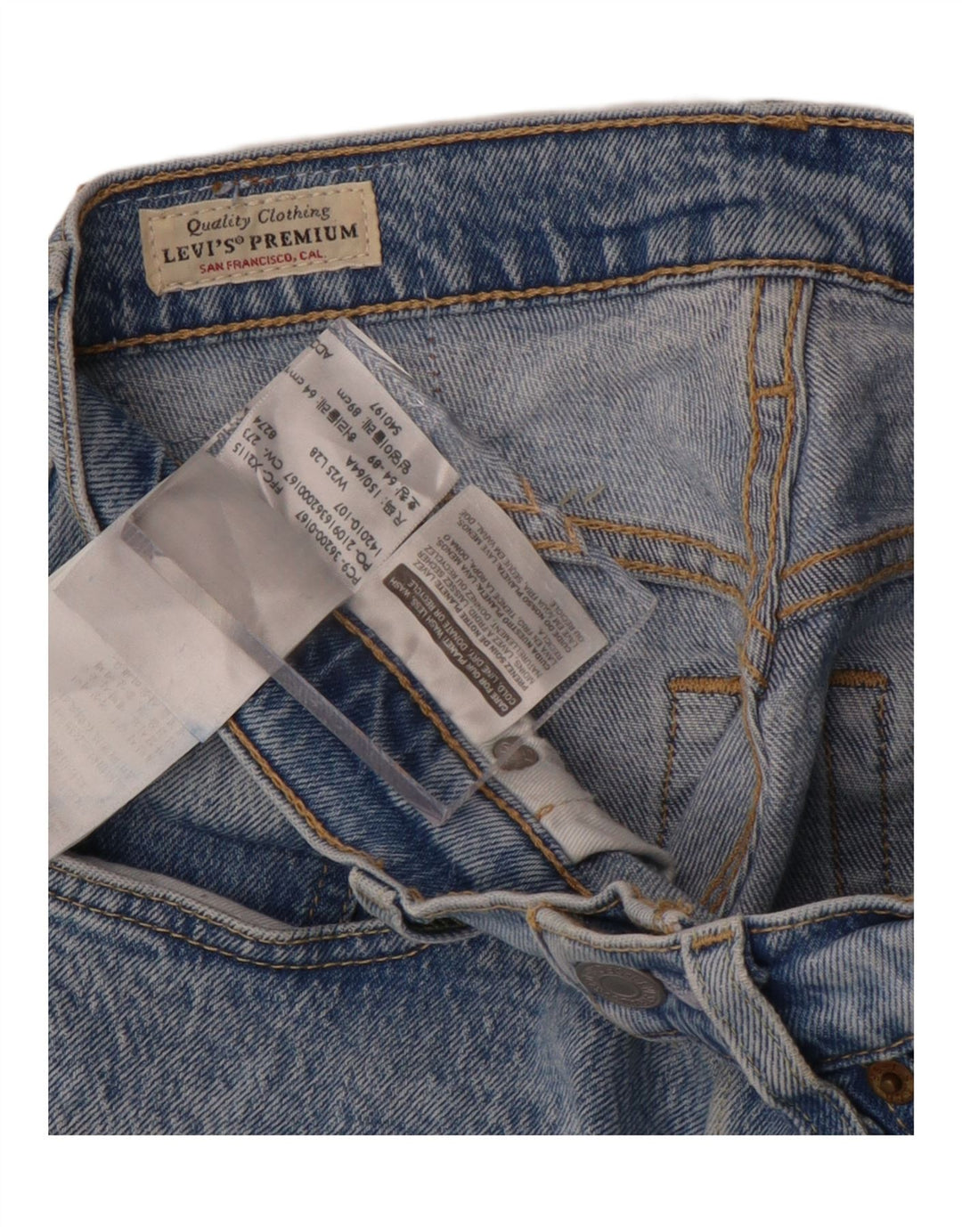 Męskie proste dżinsy Levi's z wysokim stanem W25 L28, niebieska bawełna