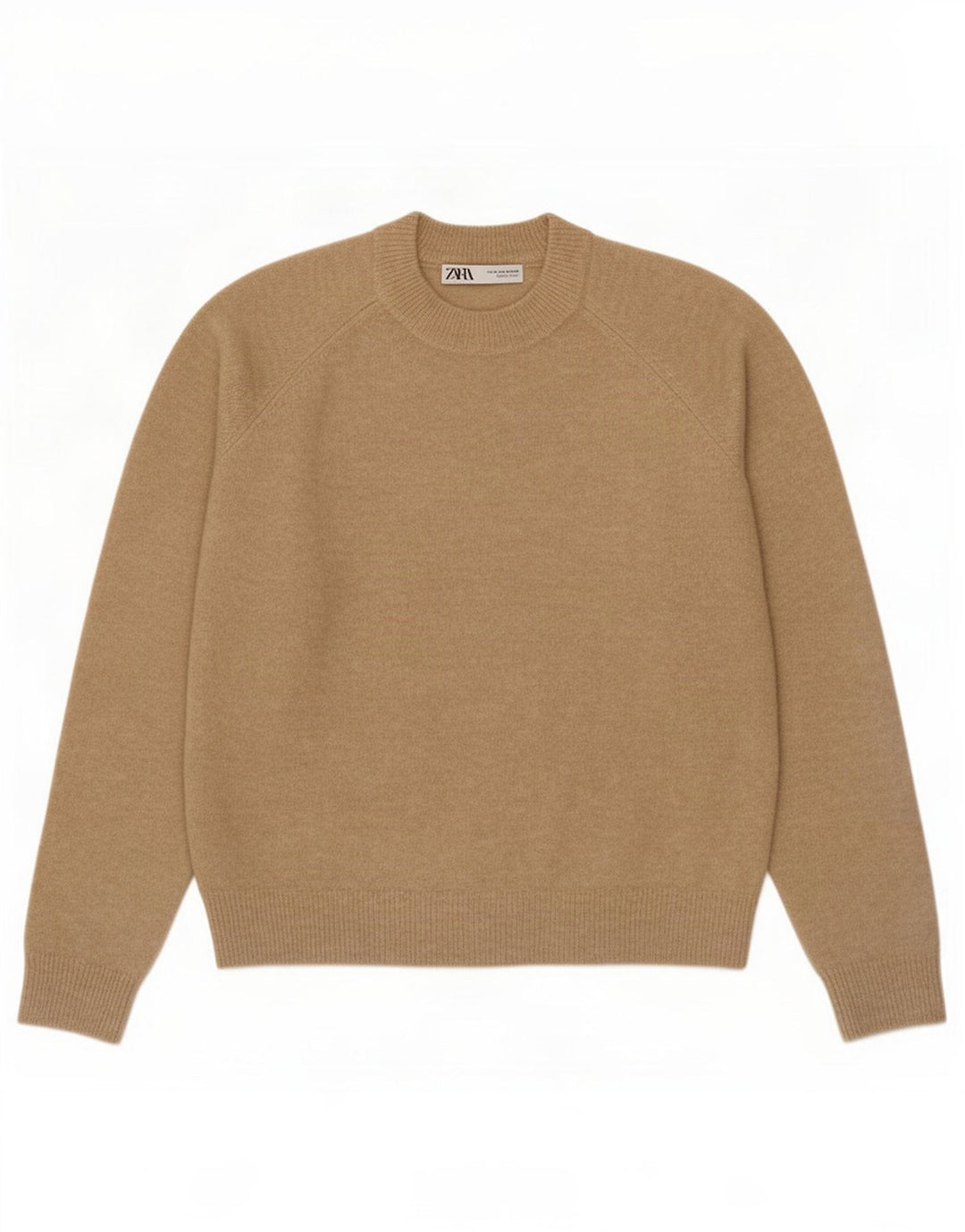Sweter damski Zara z okrągłym dekoltem UK 14, średni beż, poliamid
