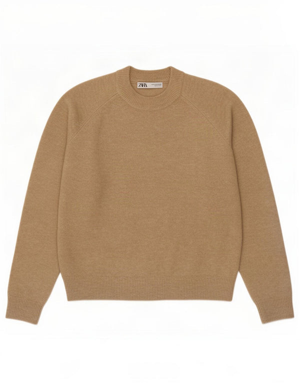 Sweter damski Zara z okrągłym dekoltem UK 14, średni beż, poliamid