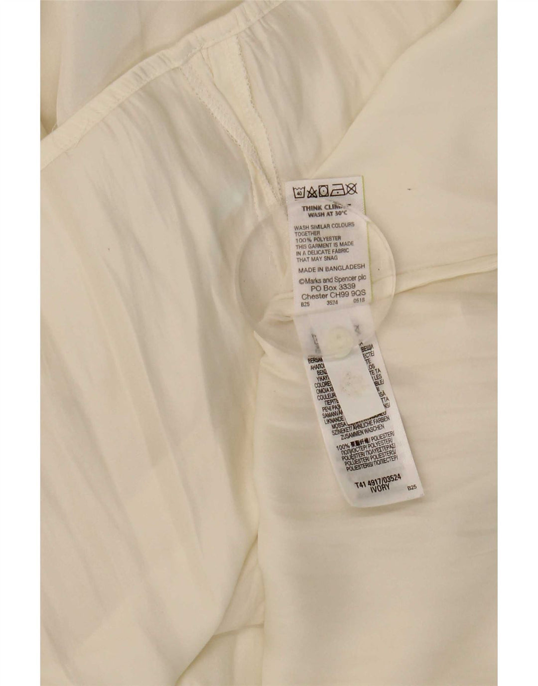 Marks & Spencer Damska bluzka z długim rękawem i falbaną z przodu, UK 18 XL, beżowa