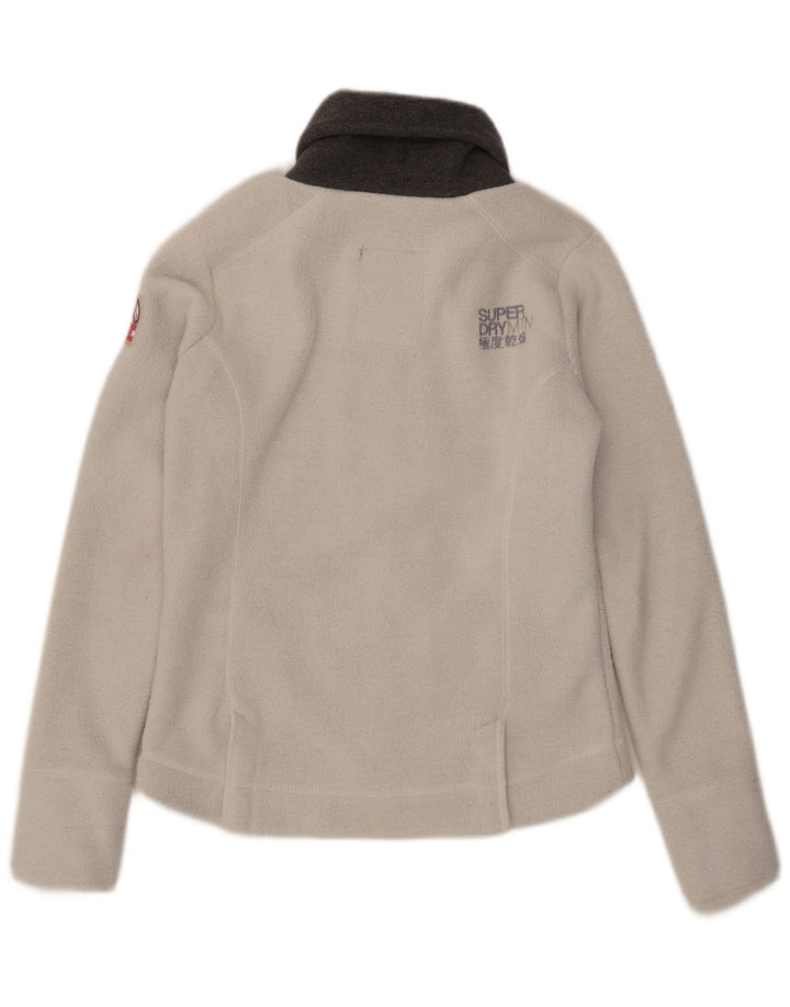 Damska kurtka polarowa Superdry UK 14, duża, biała, poliestrowa