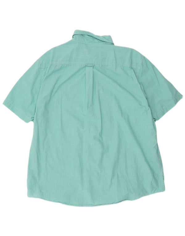 Koszula męska z krótkim rękawem Chaps Easy Care, 2XL, turkusowa bawełna w pepitkę