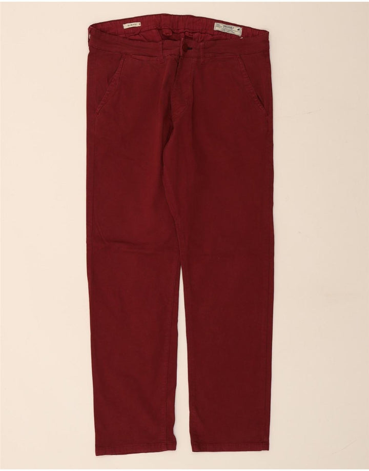 Męskie spodnie chino JACK & JONES Slim Fit W34 L30 Bordowa bawełna