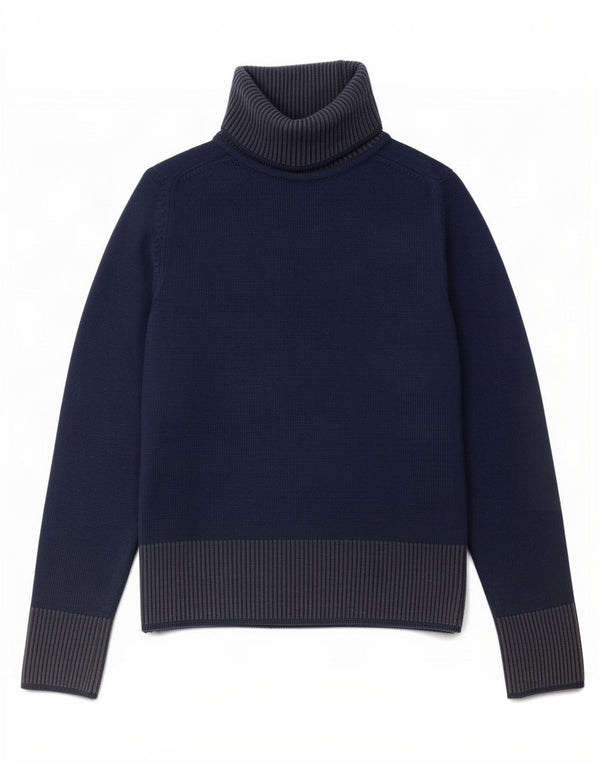 Damski sweter z golfem Bikkembergs UK 10, mały, niebieski, z blokami kolorów