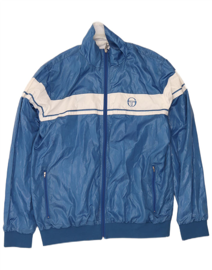 Męska dwustronna kurtka Sergio Tacchini UK 42 XL Niebieski poliester z blokami kolorów