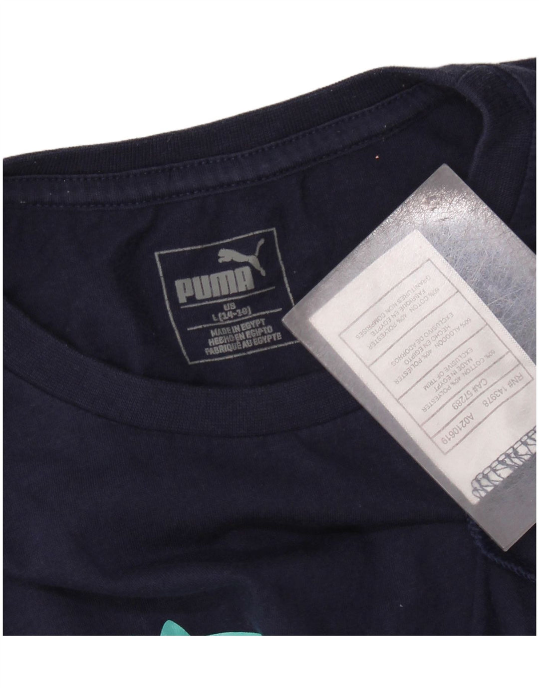 Chłopięcy T-shirt z grafiką PUMA, rozmiar 14-15 lat, duży, granatowy, bawełniany