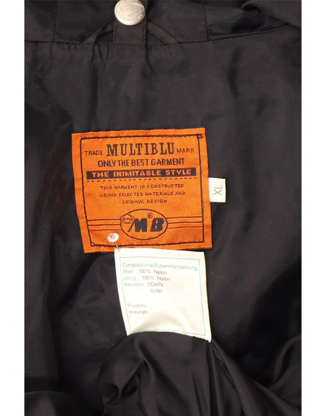 Męska kurtka wiatrówka z kapturem Multiblu UK 42 XL, czarny nylon